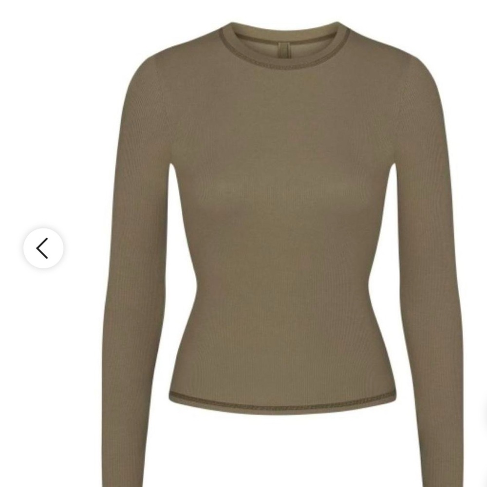 SKIMS army green cottonm long sleeve